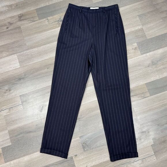 Casual Corner Pinstripe Cuff Hem Trouser Dress Pants Black 10 - Picture 1 of 13